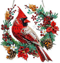 MOGTAA Christmas Cardinal Diamond Art Hanging Kits for Adults Kids, Christmas Landscape Diamond Art Suncatchers, 5D Special Shape Diamond Painting Window Pendant Kit for Home Garden Wall Decor