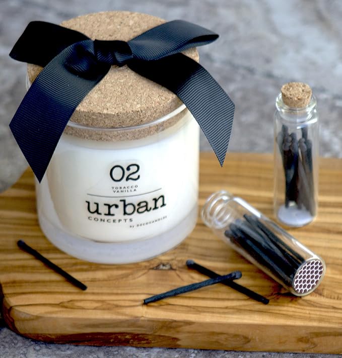 Urban Concepts by DECOCANDLES - Lemon Vanilla - Highly Scented Soy Candle - Long Lasting - Hand Poured in USA (9 Oz. Cork)