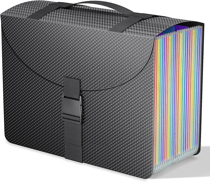 TOPCJ File Organizers with Handle,Portable Expanding File Folder,25 Pockets Accordion File Organizer for Receipt,Bill, A4/Letter Size Paper,Documents,a-z Tabs Include in Filing Folders Diamond