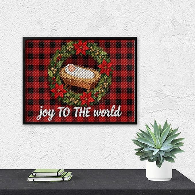AIVKIEJK Diamond Painting Kits for Adults - Faith Christmas World Joy Painting DIY 5D Full Drill Diamond Dots Paintings with Diamonds Gem Art and Crafts Home Decor 12"x16"