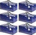 CHVEGLUZ 6 Packs Moving Bags Heavy Duty Extra Large,Storage Bags with Zipper&Handles, Sturdy&Durable Clothes Storage Bags Totes for College Dorm Essentials, Moving Boxes for College Supplies, Blue