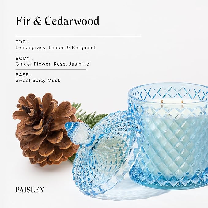 Fir&Cedarwood Scented Candles, 14.8oz Natural Soy Wax, Large Wood Wick Candles for Home, 80H Long-Lasting, Clean Burn, Non Toxci, Luxury Candle Gift for Women & Men,Housewarming