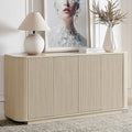 64" Sideboard Buffet Cabinet with Storage, Modern Fluted Accent Credenza with Adjustable Shelves, Wood Media Console Coffee Bar Table for Living Room Kitchen Dining Room, 31.5" H, Rock Grey