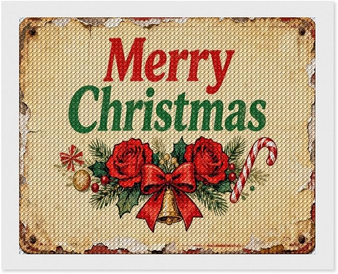 AIVKIEJK Diamond Painting Kits for Adults - Merry Christmas Santa, Holly & Vintage Painting DIY 5D Full Drill Diamond Dots Paintings with Diamonds Gem Art and Crafts Home Decor 16"x20"