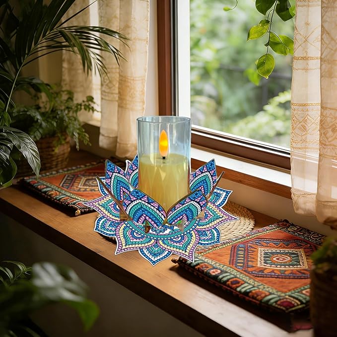 5D DIY Diamond Art Painting PVC Flower Candle Holders Tealight/Tea Light/Votive Candle Holder, for Table Centerpiece Home Décor Party Wedding Dinning-Flower-5