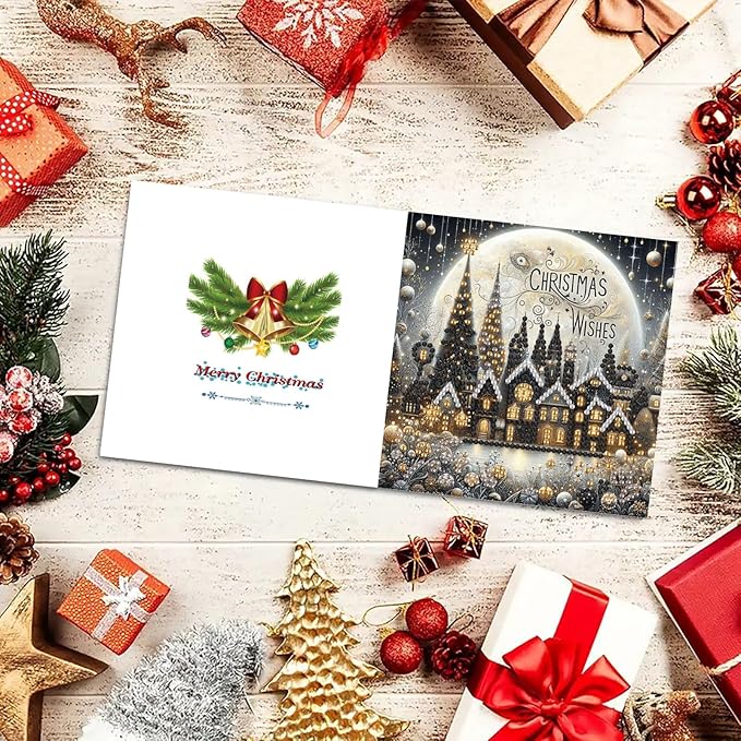 DoxQcs 5D Diamond Art Painting Greeting Cards Kit, DIY Cards for Blessings Congratulations Gifts, Greeting Card Set for Birthday Thanksgiving Day Christmas Halloween-Moon