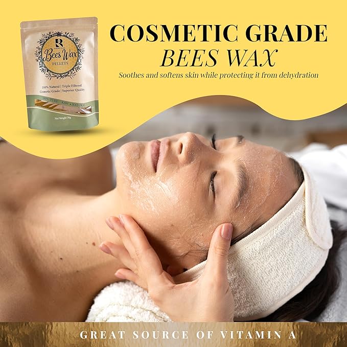 RODNEY GOODS Natural Beeswax Pellets – Triple Filtered, Cosmetic Grade, Premium Quality White Wax for DIY Skincare, Candle Making, Lip Balms, Soaps, and Crafts – 1 Pound