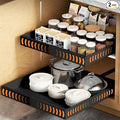 2 Pack Pull out Cabinet Organizer Expandable Width(12"-20") and 21"Depth, No Drill Adjustable Slide Out Drawers for Kitchen, Cabinets With 3 Slide Rails,Magnetic Panel, Adhesive Roll out Shelves