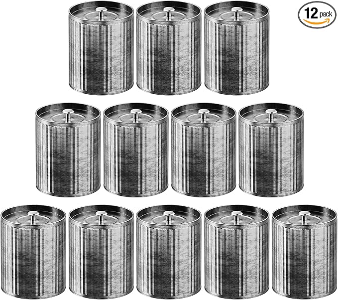 Vintage Tin Box 12-Pack Set (10oz Each can) | DIY Candle Making kit Travel Tin Can Set | Food grade Material Safe Use | DIY Candle Set Gift for Parents, Families, and Gatherings
