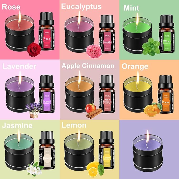 Complete Candle Making Kit, Candle Making Supplies, DIY Arts&Crafts Kits Gift For Adults,Beginners,Including Bees Wax,Wicks,Rich Scents,Wick Clips,550ml Melting WaxPouring Pot,Thermometer,Spoon Etc.