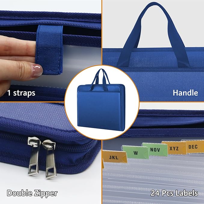 onvvippiv File Organizer Fireproof Expanding Accordion File Folder with Zipper Labels13 Pockets Document Organizer Holder Storage Box Bag for Business Office Receipt Home Travel