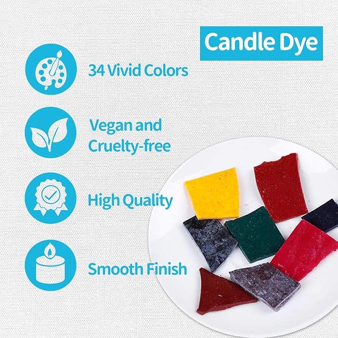 YRYM HT Candle Wax Dye for Soy Candle Making- 34 Popular Coloring Chips Candle Wax Dye for Candle Making - 8.5oz Premium Candle Color Dye for Soy Wax, Safe and Natural Candle Chips