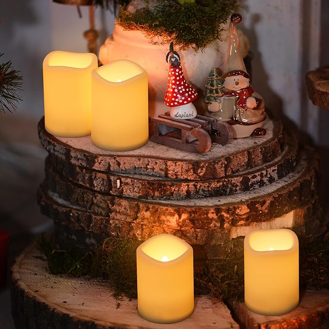 Daord 3 * 4inch Flameless LED Candles with Timer Battery Operated Flickering Votive Candle for Wedding Party Home Christmas Festival Decor