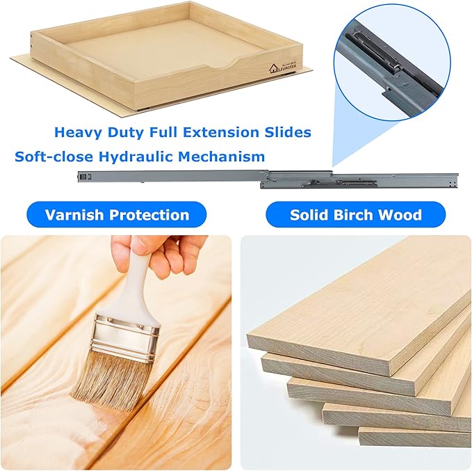 WelFurGeer Soft Close Pull Out Drawers for Cabinets, 8" W x 21" D Pull Out Cabinet Drawer with Heavy Duty Slides, Pull Out Cabinet Organizer, Cabinets Roll Out Drawers, Pull-Out Home Organizers