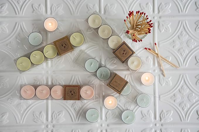 ECO CANDLE CO. Tea Light Candles, Naked, 10-Pack - Unscented - Recyclable Plastic Cups, 100% Soy Wax, No Lead, Hand Poured, Phthalate Free, Made from Midwest Grown Soybeans, .6 oz. Each