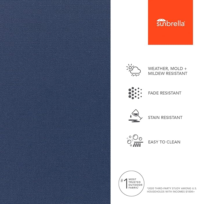 Sunbrella Outdoor Fabric by The Yard | Canvas Navy | Official Sunbrella Seller | Indoor or Outdoor Upholstery Fabric for Chairs, Cushions, Drapery, Pillows, Furniture