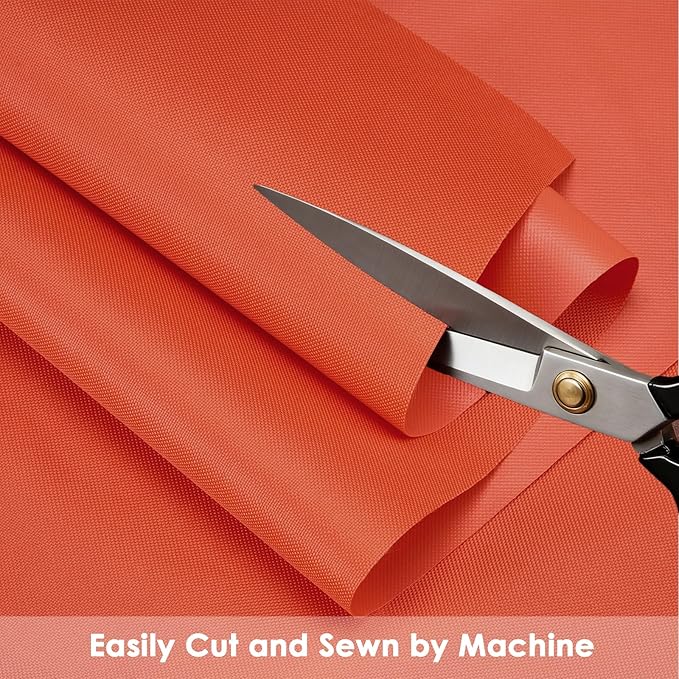 Waterproof Canvas Fabric by The Yard 60" W 600 Denier PVC Backing Water Repellent Polyester Upholster Fabric Material for Indoor Outdoor Marine Awning Tent Craft DIY(2 Yards, Orange)