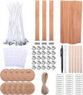 105 Pcs Candle Wicks Kit for Candle Making Cotton and Wooden Wicks Holders Stickers Ballpoint Pen for Soy Beeswax DIY Candles
