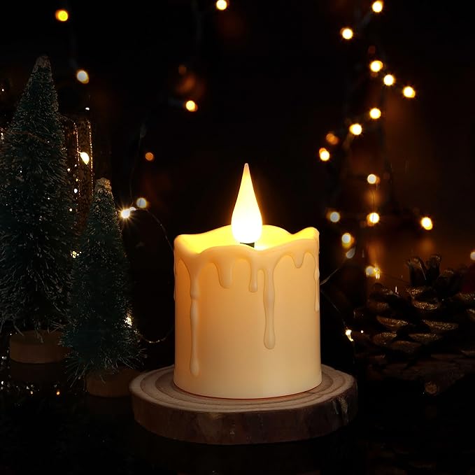 Rechargeable Flameless LED Votive Candles with Timer Remote - 2'' x 3'' Waterproof Flickering Tealights Candle - Battery Operated Pillar Candles for Wedding, Party and Holiday Decor - 6PCS