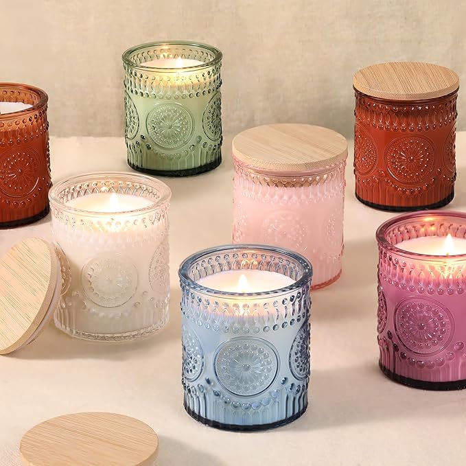 DARJEN 10 Pack Green Candle Jars for Making Candles- 7.5 OZ Empty Glass Candle Making Jars with Bamboo Lids and Labels, Candle Containers Candle Making Jars for DIY Gifts