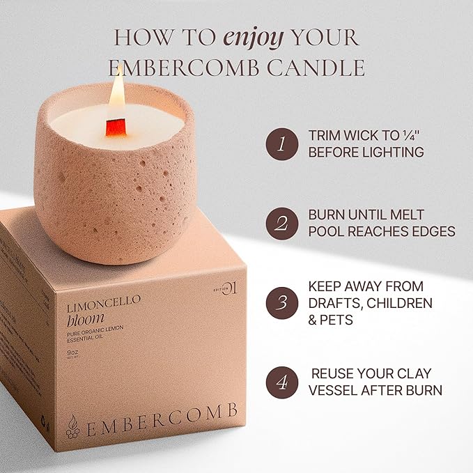 Limoncello Bloom, Organic Beeswax Coconut Clean-Burning Candle | Non-Toxic Luxury Aromatherapy, Lemon Scent | Long-Lasting Designer Home Fragrance | Wood Wick, 9oz