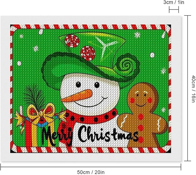 AIVKIEJK Diamond Painting Kits for Adults - Christmas Snowman Gingerbread and Candy Painting DIY 5D Full Drill Diamond Dots Paintings with Diamonds Gem Art and Crafts Home Decor 16"x20"