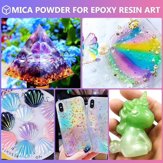 CHANGTIKEJI Mica Powder - 144 Colors - 10g/Bottle of Natural Pigment for Epoxy Resin，Eye Shadow,Car Freshies,Soap Making,Nail Polish,Candle Making,Bath Bombs