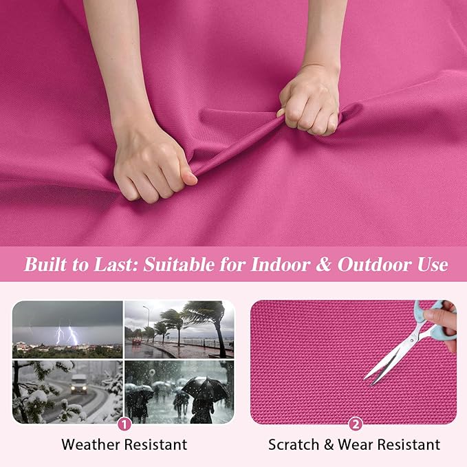 ANMINY 100% Waterproof Outdoor Fabric 15 Yards, 58" W 600D Marine Canvas Fabric with PVC Backing, Ripstop Upholstery Material by The Yard for Furniture Boat Covers Tent Awning, Pink