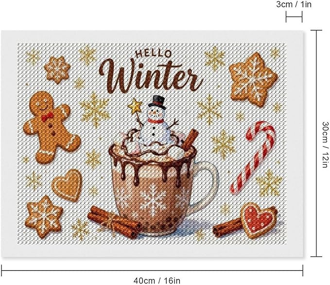 Diamond Painting Kits for Adults - Hello Winter Ice Cream & Gingerbread Snowflakes & Candles Painting DIY 5D Full Drill Diamond Dots Paintings with Diamonds Gem Art And Crafts Home Decor 12"x16"