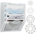 LEKETREE Hanging Wall File Organizer with Office Assorted, 5 Pockets Mesh Wall Mounted File Folder Holder for Mail, Paper, Document, Binder, Magazine, Menu (White)
