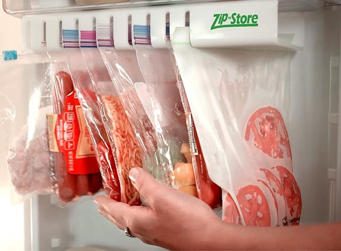 Your Refrigerator Organizer - Zip lock Bags Easy Fridge Organizer - Organizes 10 Bags, Perfect For Leftovers, Easy To See & Install, Access Food, Does not come with Tracks - Door