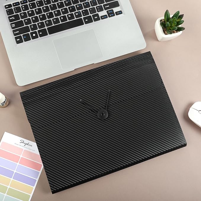 SKYDUE Expanding File Folder with 7 Pockets, Accordion File Organizer, Folders for Documents, Portable Receipt Paper Organizer, Letter Size Filing Folder School Office Supplies, Black
