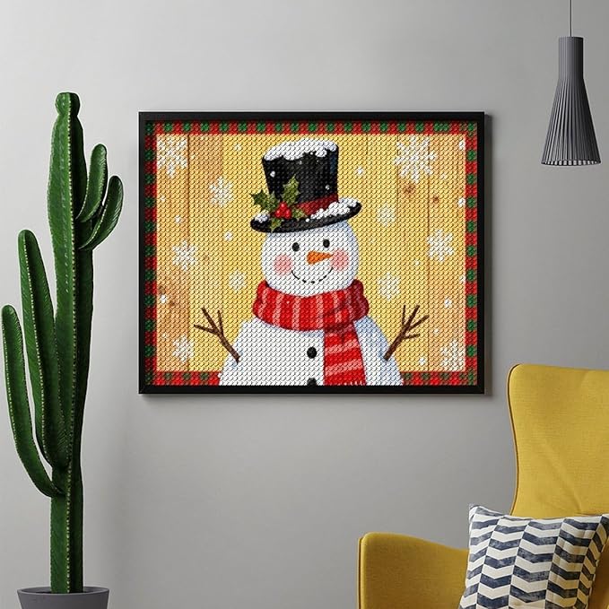 AIVKIEJK Diamond Painting Kits for Adults - Festive Snowman Red Scarf Painting DIY 5D Full Drill Diamond Dots Paintings with Diamonds Gem Art and Crafts Home Decor 16"x20"