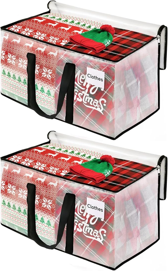 BlissTotes Clear Moving Bags Heavy Duty, 93L Extra Large Storage Bags with Zipper & Reinforced Handles, Waterproof PP Moving Totes for Clothes, Bedding, Comforters, Space Saving Storage (2 Pack)
