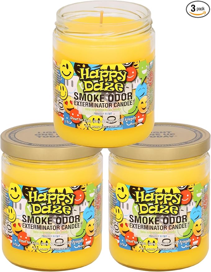 Smoke Odor Exterminator 13oz Jar Candles (Happy Daze, 3)