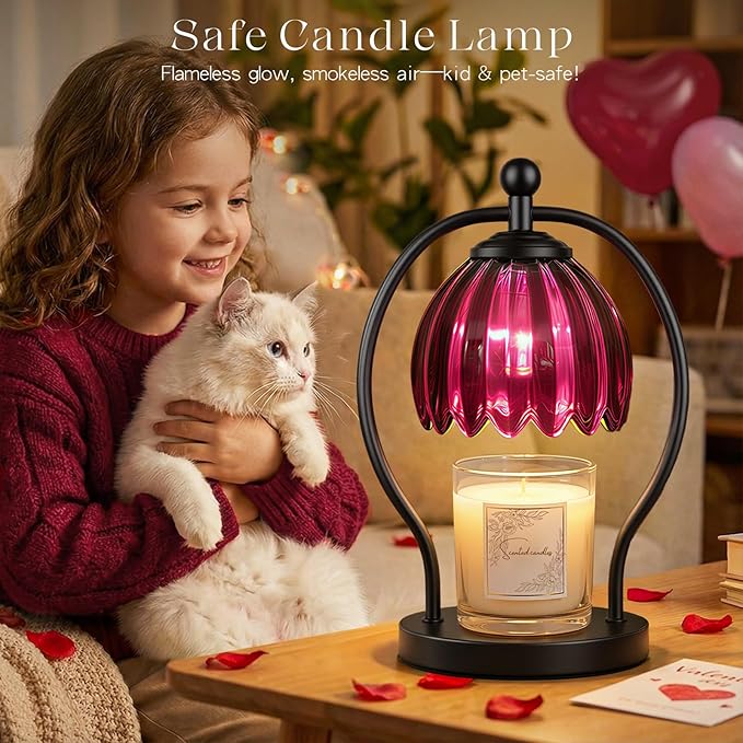 Candle Warmer Lamp, Dimmable Candle Warmer with Timer, Vintage Candles Wax Warmers for Jar Candles Christmas Birthday Gifts for Women Mom, New Home Decor for Bedroom Living Room, Purple Black