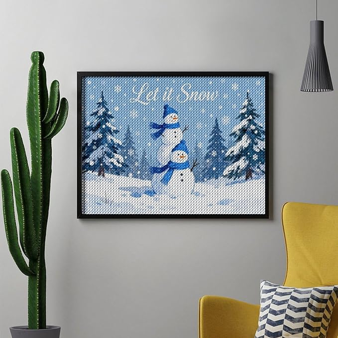 AIVKIEJK Diamond Painting Kits for Adults - Merry Christmas Snowman Winter Painting DIY 5D Full Drill Diamond Dots Paintings with Diamonds Gem Art and Crafts Home Decor 12"x16"