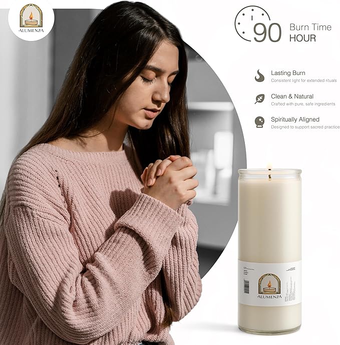 Bulk 6 Pack White 7 Day Candles in Glass Jar – Paraffin Wax, Clean Burning Unscented | Large & Tall Devotional Prayer Pillar Candle for Home, Memoria, Spells, Long Lasting