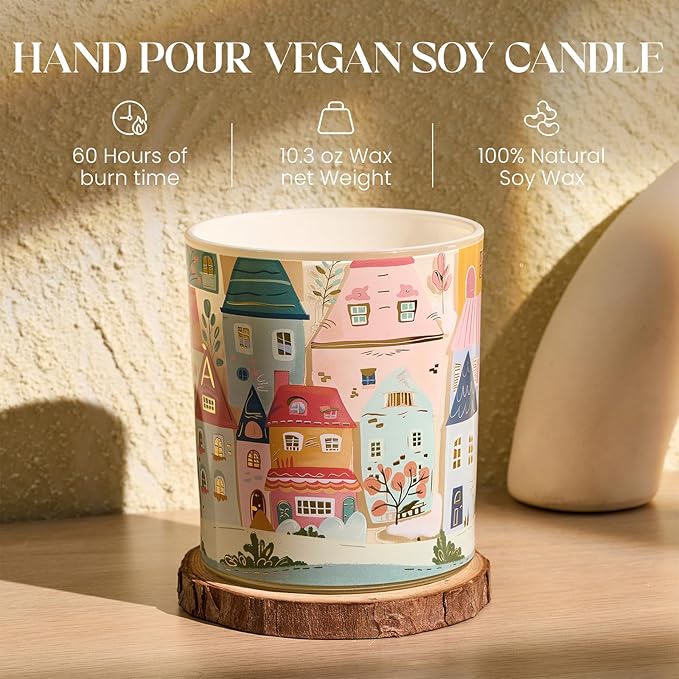 M&SENSE Sandalwood Mint Candles for Home Scented - 10.2 oz Soy Wax Candles Non Toxic 60 Hours Long Burning Funny Candles Housewarming Gifts for Stress Relief, Meditation, Calm, Yoga