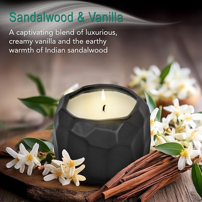 Hyggelight - The Growing Candle, Sandalwood & Vanilla Scented, 13oz Ceramic Pot, Aromatherapy Candles for Home, 100% Soy, Emma