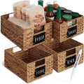 Best Choice Products Set of 4 9x12in Water Hyacinth Pantry Baskets, Woven Organizers w/Chalkboard Label, Chalk Marker - Chestnut