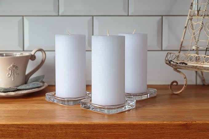 Melt Candle Pillar Candles, 3 Pack - Unscented Candles for Home, Church, Weddings, & More - 3" x 6", White