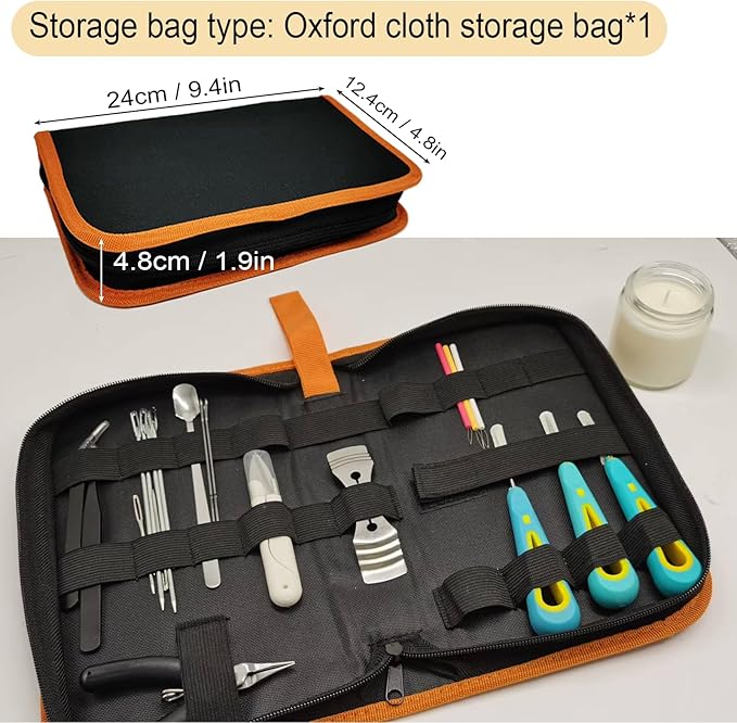 DIY Candle Making Supplies for Beginners with Organizer Bag,Candle Wick Punching and Insertion Tools for Candle Making,Candle Making Tools kit Including Punching Needle with Hook and Large Eye
