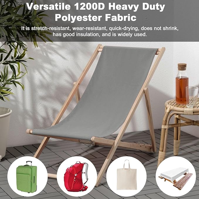 Thickened Waterproof Canvas Fabric by The Yard 1200D 58" W Outdoor Upholstery Material Heavy Duty Fabric Water Resistant Sewing Material for Chair Patio Cushion Purse 3 Yard Silver Grey