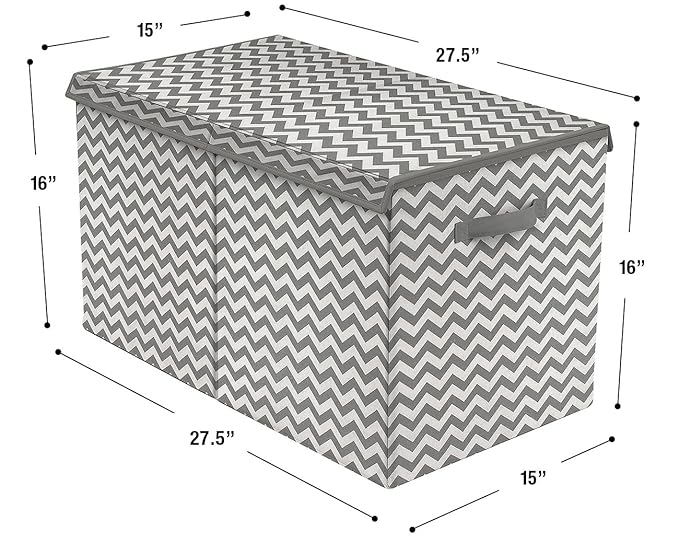 Sorbus Storage Chest with Flip-Top Lid, Collapsible Storage for Closet & Home Organization - Large (Pattern - Chevron Gray)