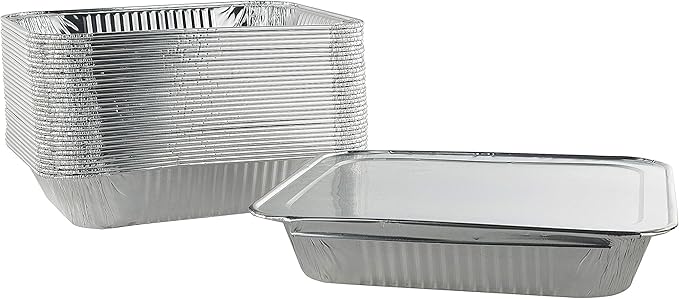 (25 Pack) Disposable Aluminum Foil Half Size Deep 9'' X 13'' (Heavy Duty-38 gauge) Steam Table Pans, With Snap on Foil Lids. For Baking, Storing, Freezing. Home and Restaurant use.