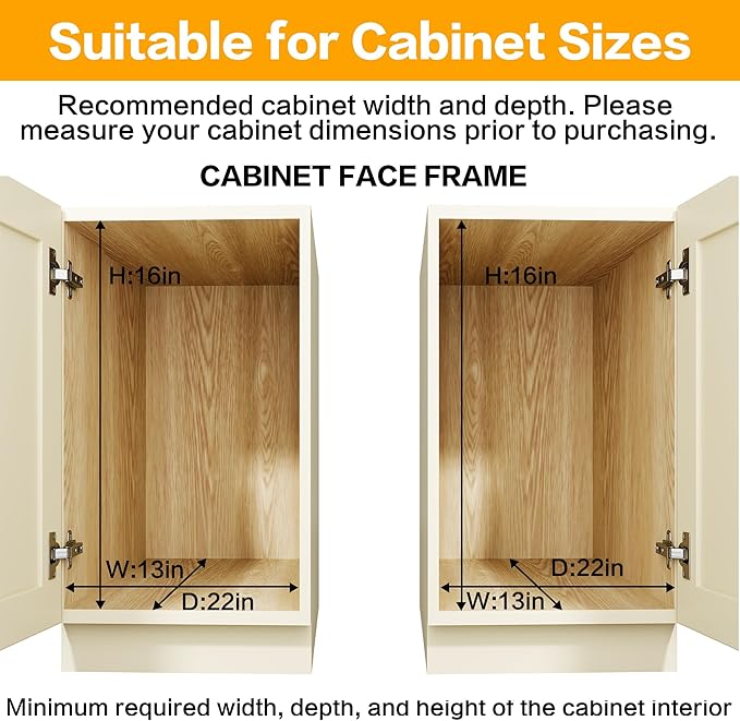 2-Tier Kitchen Cabinet,Pull Out Cabinet Organizer,Shelf and Drawer Organizer Slide Out Pantry Storaqe Basket in Multiple Sizes (12" W x21 D)