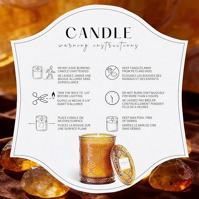 Amber Kiss Luxury Scented Jar Candle - Natural Soy Wax Gift Candles for Men Women, 50-Hour Burn Cozy Candle for Home, Amber Scented Jar Candles Elevated Home Décor