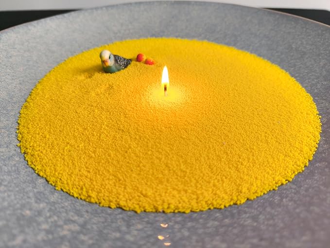 DRMAISON Pearled Candle Wax Sand DIY Kit - 17.6 oz, Golden Yellow, Non-Toxic&Smoke-Free, Refillable with 30 Wicks, Long-Lasting Flame, Highly Customizable for Wedding, Party&Holiday Decor