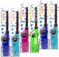 Multipurpose Long Fire Lighters Pack, Refillable Upgrade, Ideal for BBQ Grill Fireplace Gas Stove Campfire, Neon Color Utility Lighter, Value Pack of 6